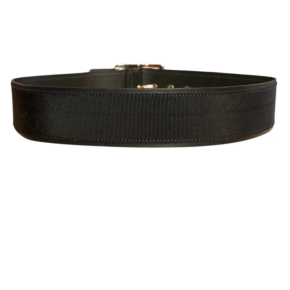 M.M. LaFleur The Reid Grosgrain Belt Black Large Leather Silver Buckle EUC